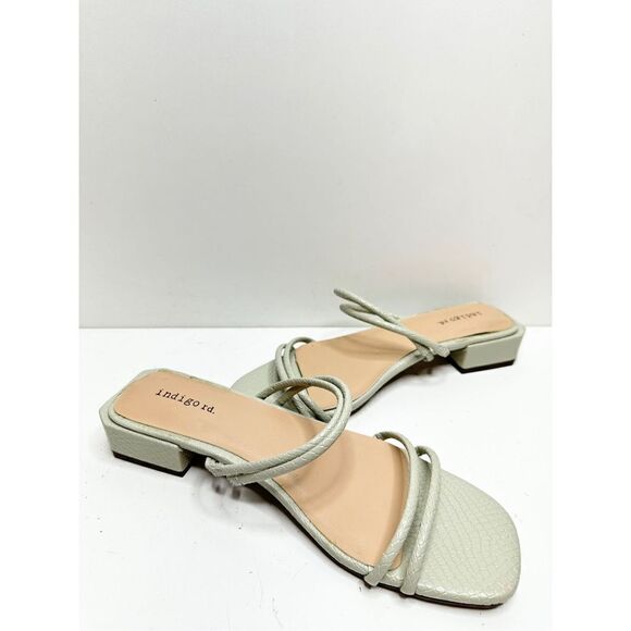 Indigo Rd. Sandals Womens Size 9.5 Taylia Green Block Heel Strappy Open Toe - Picture 5 of 10